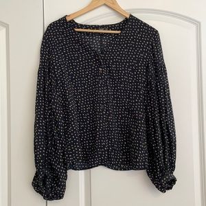 Mango Blue and Tan shirt | Size S